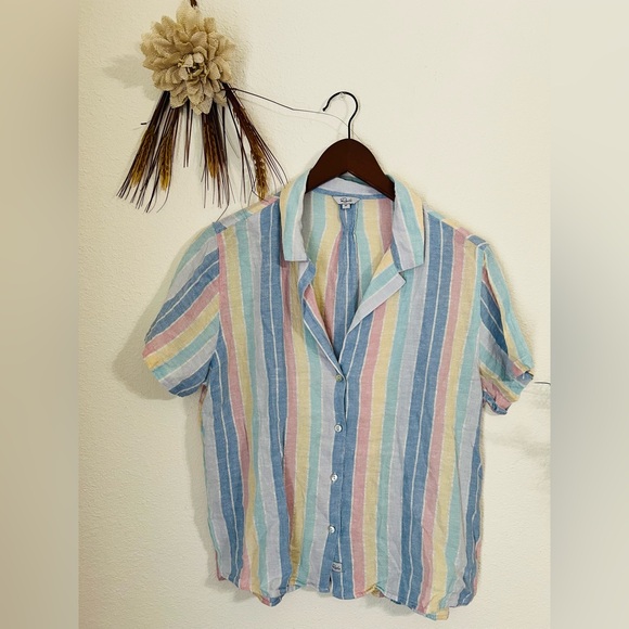 Rails Zuma Pastel Jubilee Stripe Button Down Top Size Medium - Picture 2 of 8